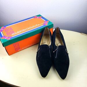 Women's Vintage Rush Hour Zipper Black Suede Short Heel Pumps Size 6.5B